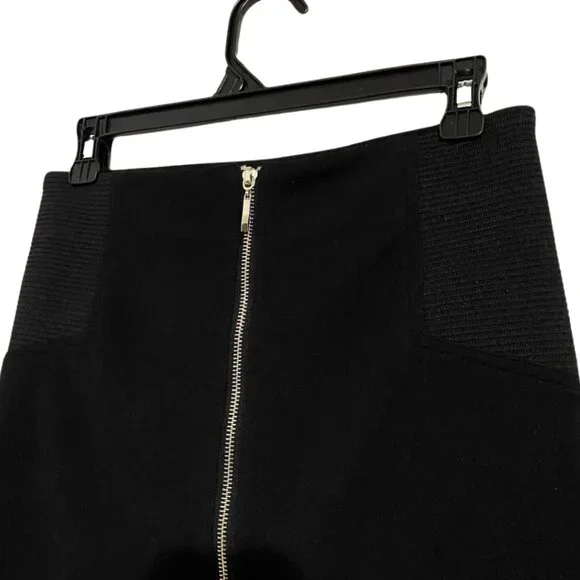 Urban Behavior Black Stretch Skirt Medium Back Zip Ribbed Side Panels Fitted - Picture 8 of 14